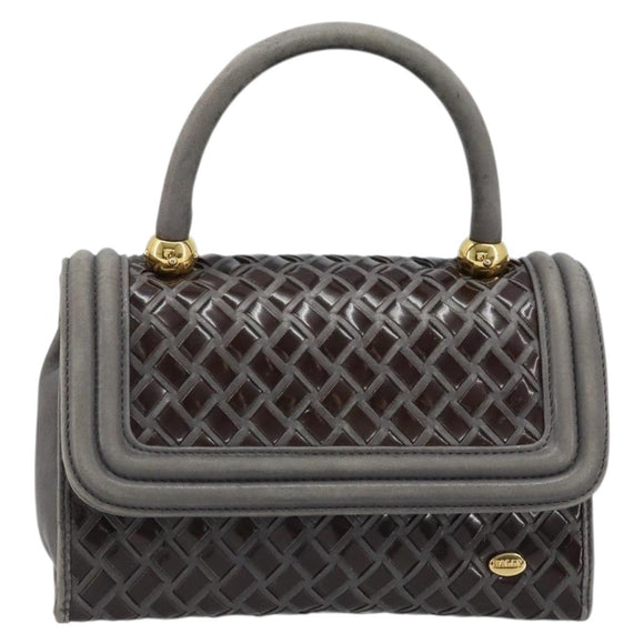 BALLY Hand Bag Leather Dark Brown Gold Auth 173425