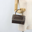 BALLY Hand Bag Leather Dark Brown Gold Auth 173425-24