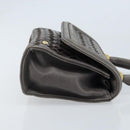 BALLY Hand Bag Leather Dark Brown Gold Auth 173425-4