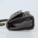 BALLY Hand Bag Leather Dark Brown Gold Auth 173425-5