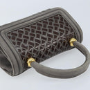 BALLY Hand Bag Leather Dark Brown Gold Auth 173425-6
