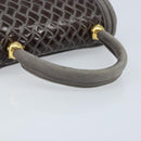 BALLY Hand Bag Leather Dark Brown Gold Auth 173425-7