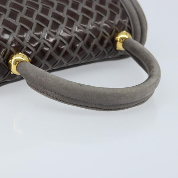 BALLY Hand Bag Leather Dark Brown Gold Auth 173425