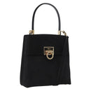 Salvatore Ferragamo Gancini Hand Bag Suede 2way Black Gold Auth 173432-1
