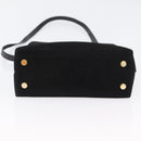 Salvatore Ferragamo Gancini Hand Bag Suede 2way Black Gold Auth 173432-5