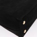 Salvatore Ferragamo Gancini Hand Bag Suede 2way Black Gold Auth 173432-17