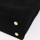 Salvatore Ferragamo Gancini Hand Bag Suede 2way Black Gold Auth 173432-18