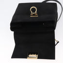Salvatore Ferragamo Gancini Hand Bag Suede 2way Black Gold Auth 173432-10