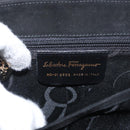 Salvatore Ferragamo Gancini Hand Bag Suede 2way Black Gold Auth 173432-12