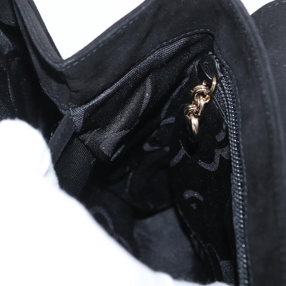 Salvatore Ferragamo Gancini Hand Bag Suede 2way Black Gold Auth 173432
