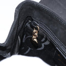 Salvatore Ferragamo Gancini Hand Bag Suede 2way Black Gold Auth 173432-25