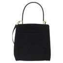 Salvatore Ferragamo Gancini Hand Bag Suede 2way Black Gold Auth 173432-2