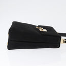 Salvatore Ferragamo Gancini Hand Bag Suede 2way Black Gold Auth 173432-3