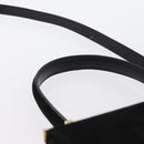 Salvatore Ferragamo Gancini Hand Bag Suede 2way Black Gold Auth 173432-14