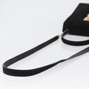 Salvatore Ferragamo Gancini Hand Bag Suede 2way Black Gold Auth 173432-8