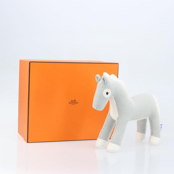 HERMES Cheval Honore Époque Stuffed Cotton Light Blue Auth 173436M