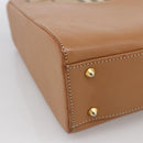 Burberrys Nova Check Hand Bag Leather Beige Gold Auth 173439-11