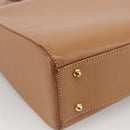 Burberrys Nova Check Hand Bag Leather Beige Gold Auth 173439-13