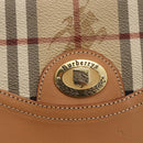 Burberrys Nova Check Hand Bag Leather Beige Gold Auth 173439-14
