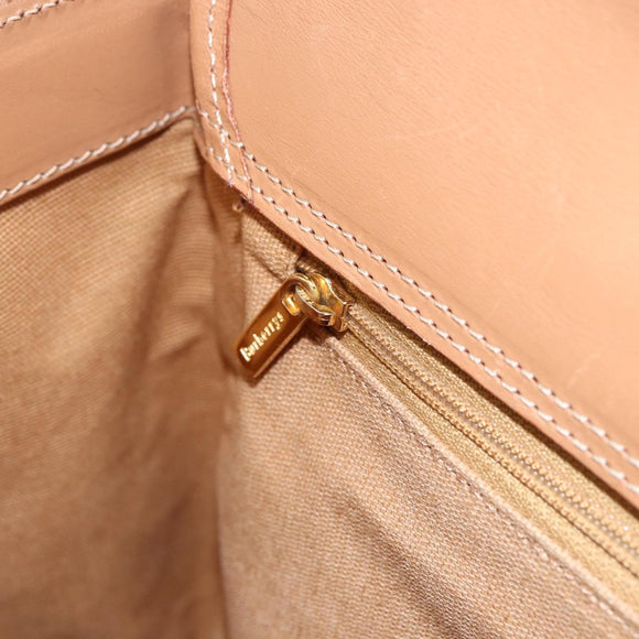 Burberrys Nova Check Hand Bag Leather Beige Gold Auth 173439