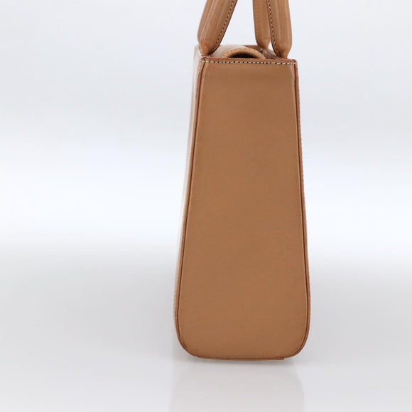 Burberrys Nova Check Hand Bag Leather Beige Gold Auth 173439