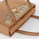 Burberrys Nova Check Hand Bag Leather Beige Gold Auth 173439-6