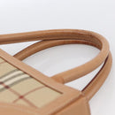 Burberrys Nova Check Hand Bag Leather Beige Gold Auth 173439-8