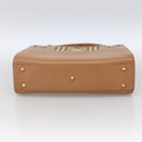 Burberrys Nova Check Hand Bag Leather Beige Gold Auth 173439-9