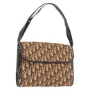 Christian Dior Trotter Canvas Shoulder Bag Beige Gold Auth 173448-1