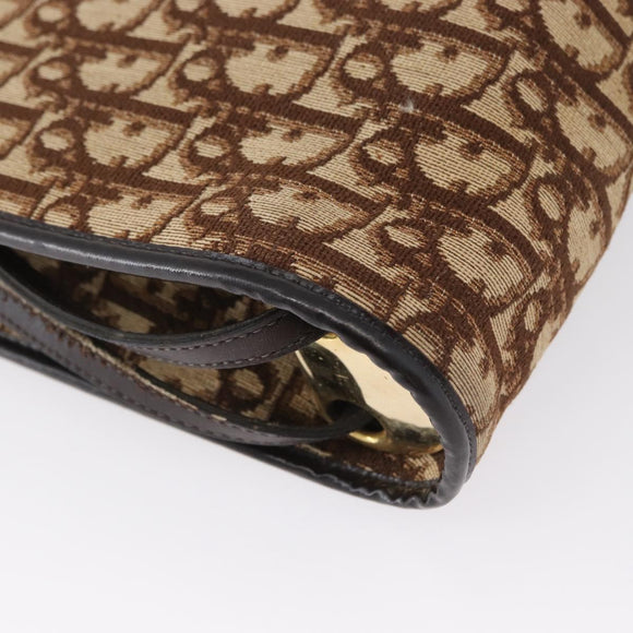 Christian Dior Trotter Canvas Shoulder Bag Beige Gold Auth 173448