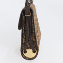 Christian Dior Trotter Canvas Shoulder Bag Beige Gold Auth 173448-4