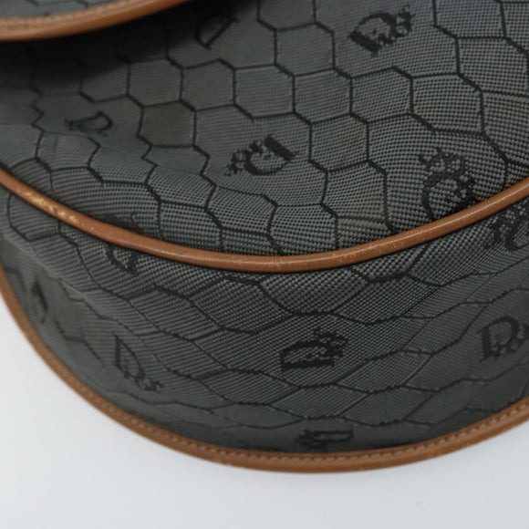 Christian Dior Honeycomb Canvas Shoulder Bag Black Gold Auth 173449