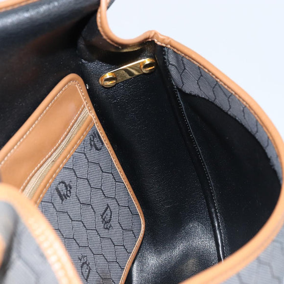 Christian Dior Honeycomb Canvas Shoulder Bag Black Gold Auth 173449