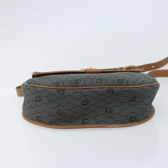 Christian Dior Honeycomb Canvas Shoulder Bag Black Gold Auth 173449
