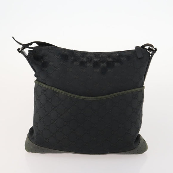 GUCCI GG Canvas Handtas Suède 2-delig Zwart Auth 173454