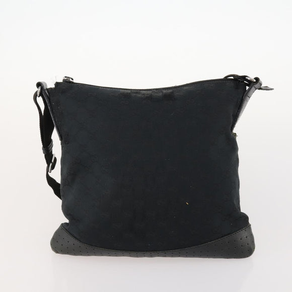 GUCCI GG Canvas Handtas Suède 2-delig Zwart Auth 173454