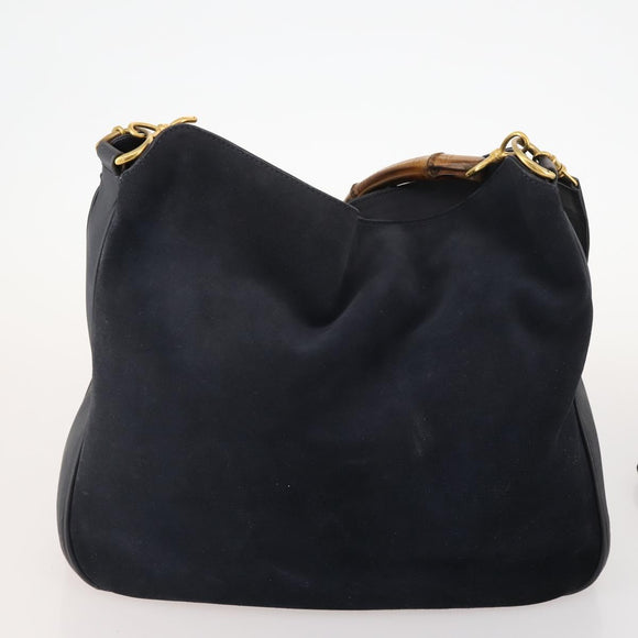 GUCCI GG Canvas Handtas Suède 2-delig Zwart Auth 173454
