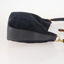 GUCCI GG Canvas Handtas Suède 2-delig Zwart Auth 173454-4