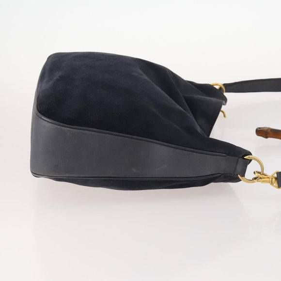 GUCCI GG Canvas Handtas Suède 2-delig Zwart Auth 173454