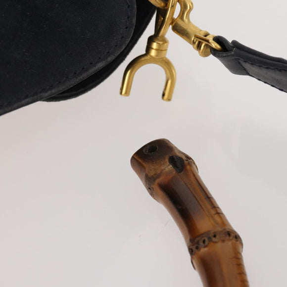 GUCCI GG Canvas Handtas Suède 2-delig Zwart Auth 173454