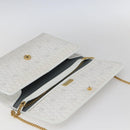 Christian Dior Honeycomb Canvas Chain Shoulder Bag PVC White Gold Auth 173462-15