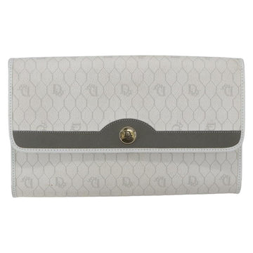 Christian Dior Honeycomb Canvas Chain Shoulder Bag PVC White Gold Auth 173462 - 0