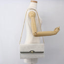 Christian Dior Honeycomb Canvas Chain Shoulder Bag PVC White Gold Auth 173462-21