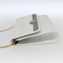 Christian Dior Honeycomb Canvas Chain Shoulder Bag PVC White Gold Auth 173462-4