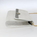 Christian Dior Honeycomb Canvas Chain Shoulder Bag PVC White Gold Auth 173462-5