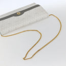 Christian Dior Honeycomb Canvas Chain Shoulder Bag PVC White Gold Auth 173462-7