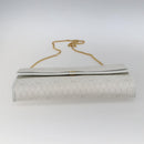 Christian Dior Honeycomb Canvas Chain Shoulder Bag PVC White Gold Auth 173462-9