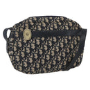 Christian Dior Trotter Canvas Shoulder Bag Navy Gold Auth 173463-1
