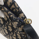 Christian Dior Trotter Canvas Shoulder Bag Navy Gold Auth 173463-15