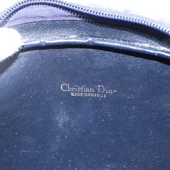 Christian Dior Trotter Canvas Shoulder Bag Navy Gold Auth 173463
